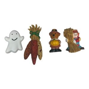 Vintage Fall Brooches Pins Lot Autumn Ghost Corn‎ Scarecrow Thanksgiving Y2K